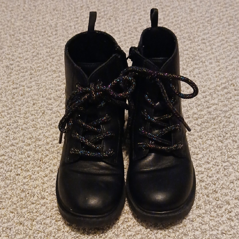 Old Navy Kids Black Lace-Up Boots Size 10